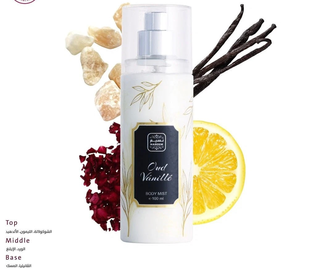 oud vanille non alcoholic body & hair mist 100 ml - by naseem