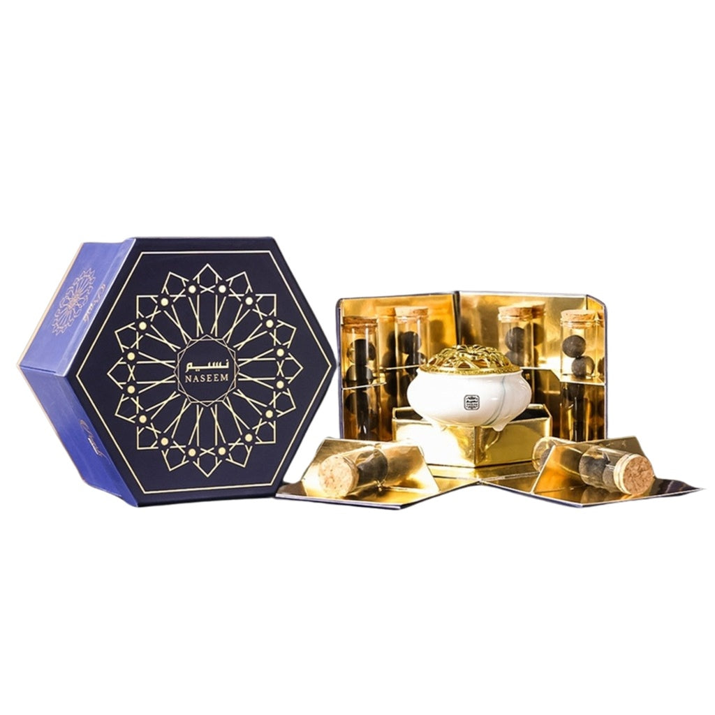Almabkhara Set Non Alcoholic Bakhoor Mamoul  180 GM - Pearl Collection By Naseem