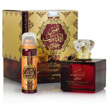 عطر ارض الزعفران شمس الامارات خصوصي او دي بارفان 100 مل + مزيل العرق